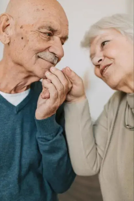 An elderly couple happy because they have Life Insurance.