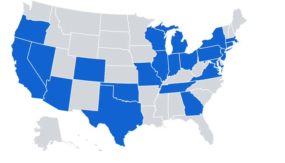 States that Lemonade Home Insurance is available in.