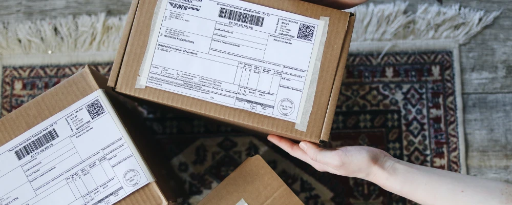 Boxes delivered to a proch as part of a brushing scam