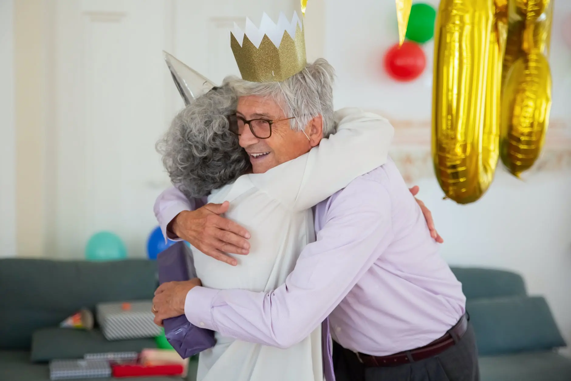 Elderly couple celebrating that they were able to qualify for a Medicare supplement plan
