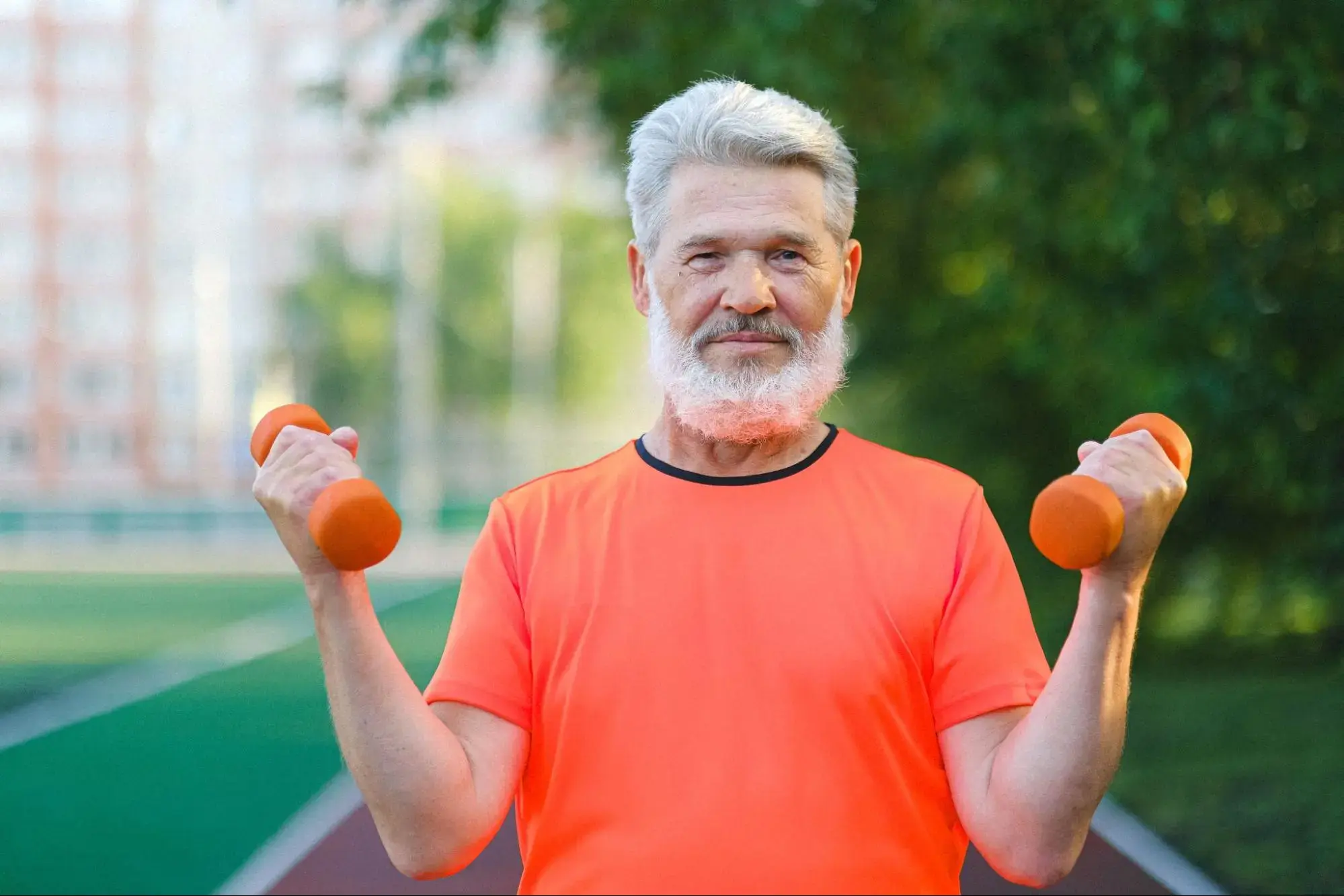 An old man involved in a fitness program.